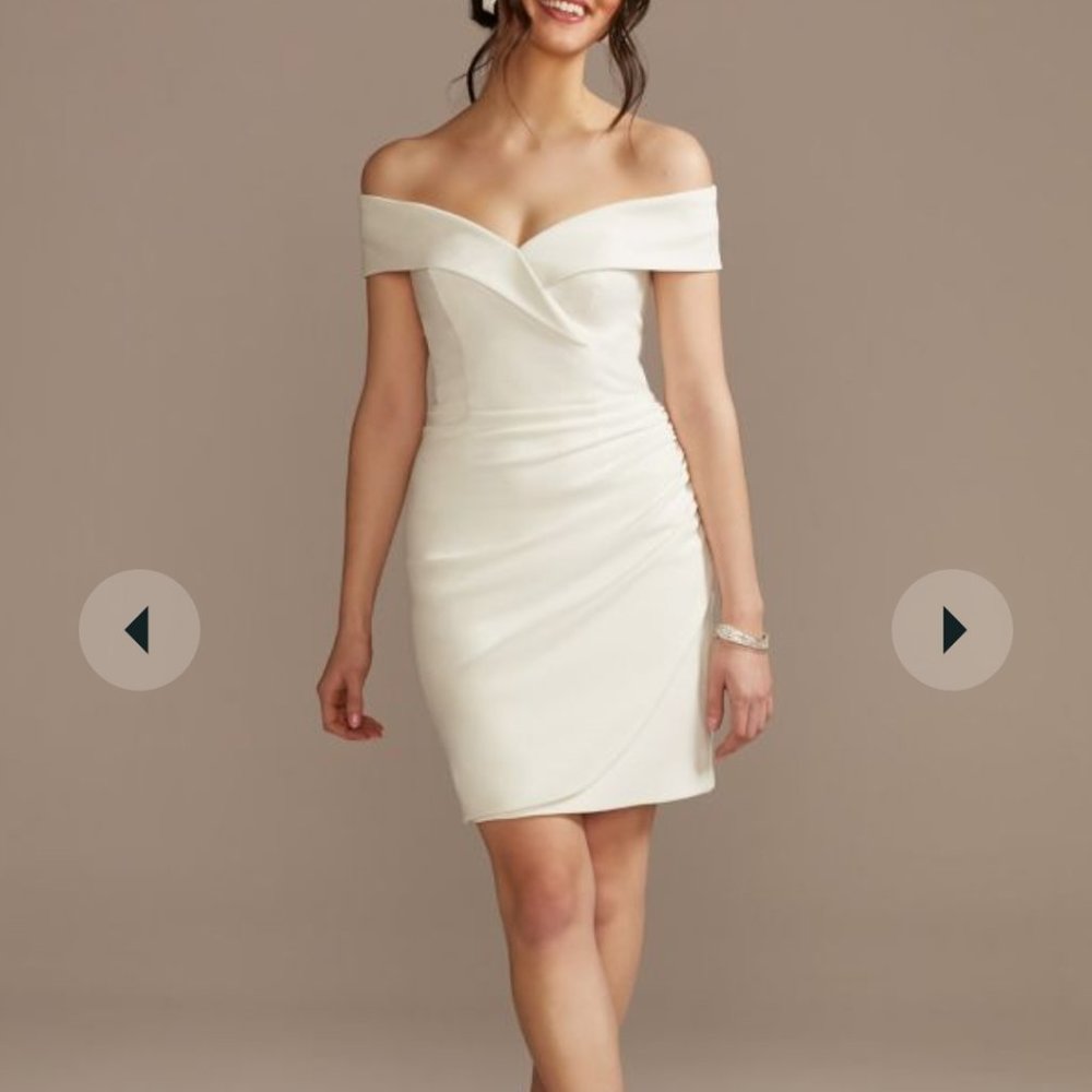 DB Studio-  Short off Shoulder Cuff Neckline Crepe Dress